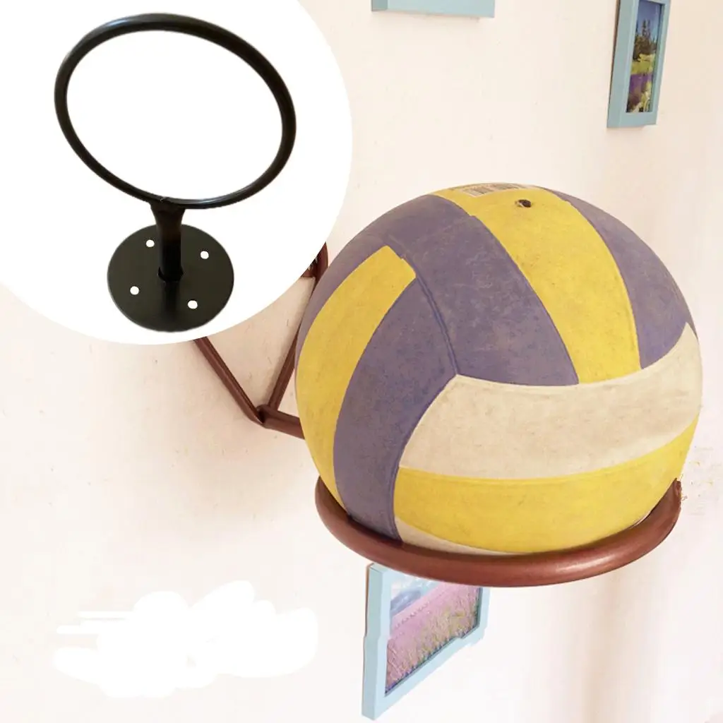 Dormitory Wall Mounted Ball Holder Display Support for Basketball Football Volleyball Exercise Black Home Organizer for Kids