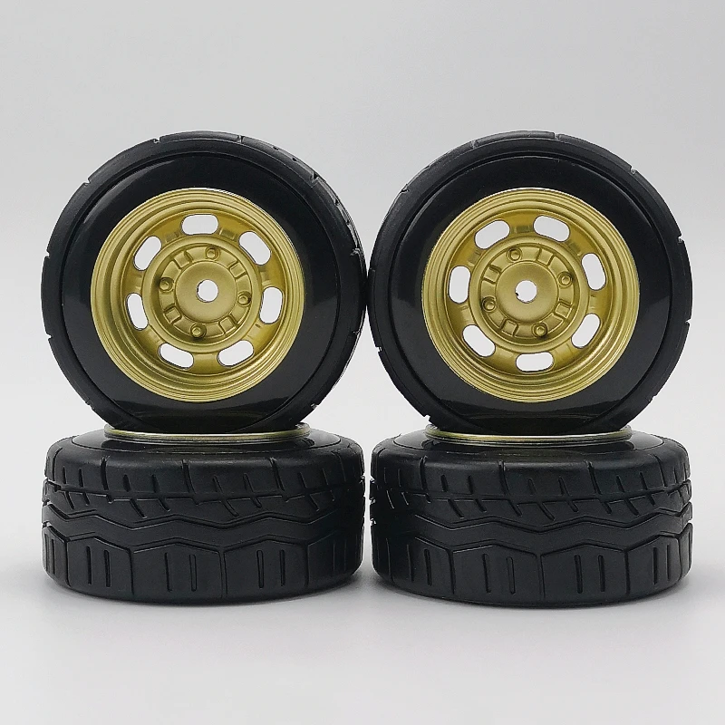 4pcs 6/9mm Offset 1/10 Scale Plastic Wheels Rims with Hard Plastic Tire RC Car Drift On road Touring Model Hobby