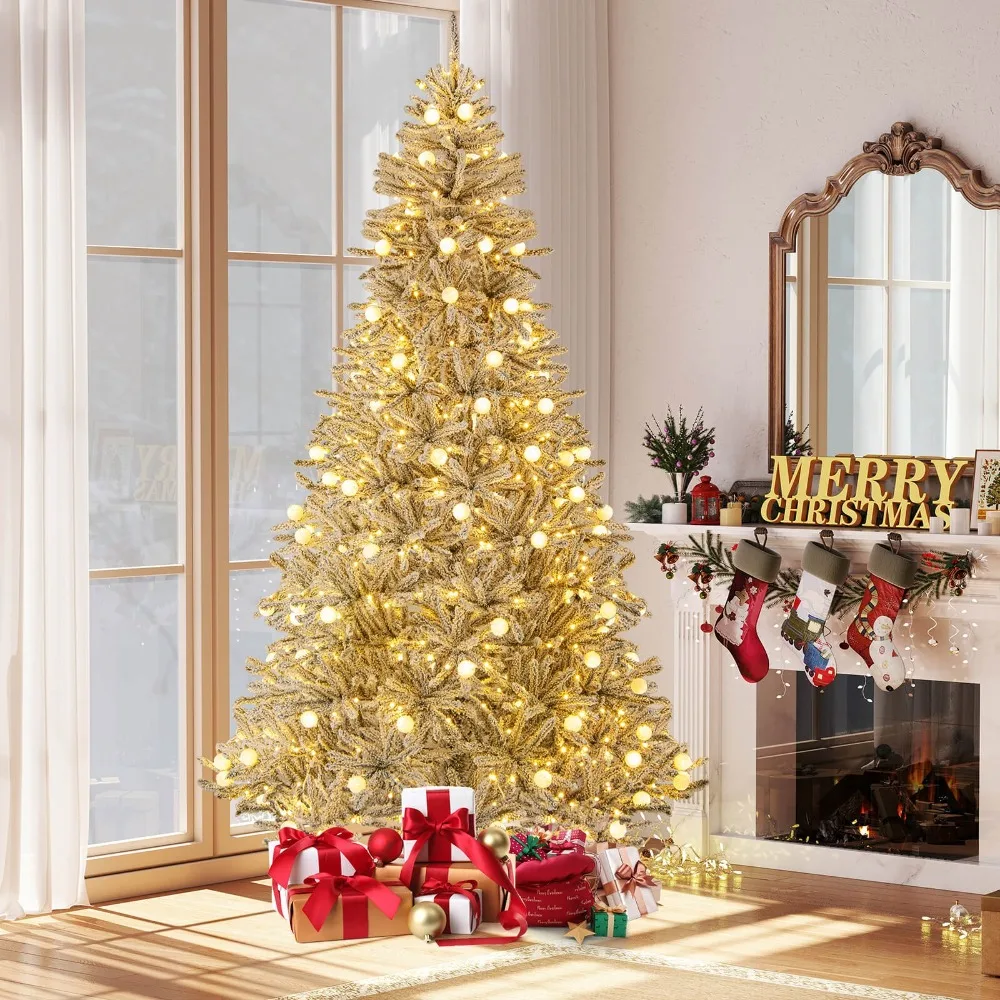 

Искусственная рождественская елка со снежинками, 8 футов, сферические огни 81 года, 450 светодиодных фонарей