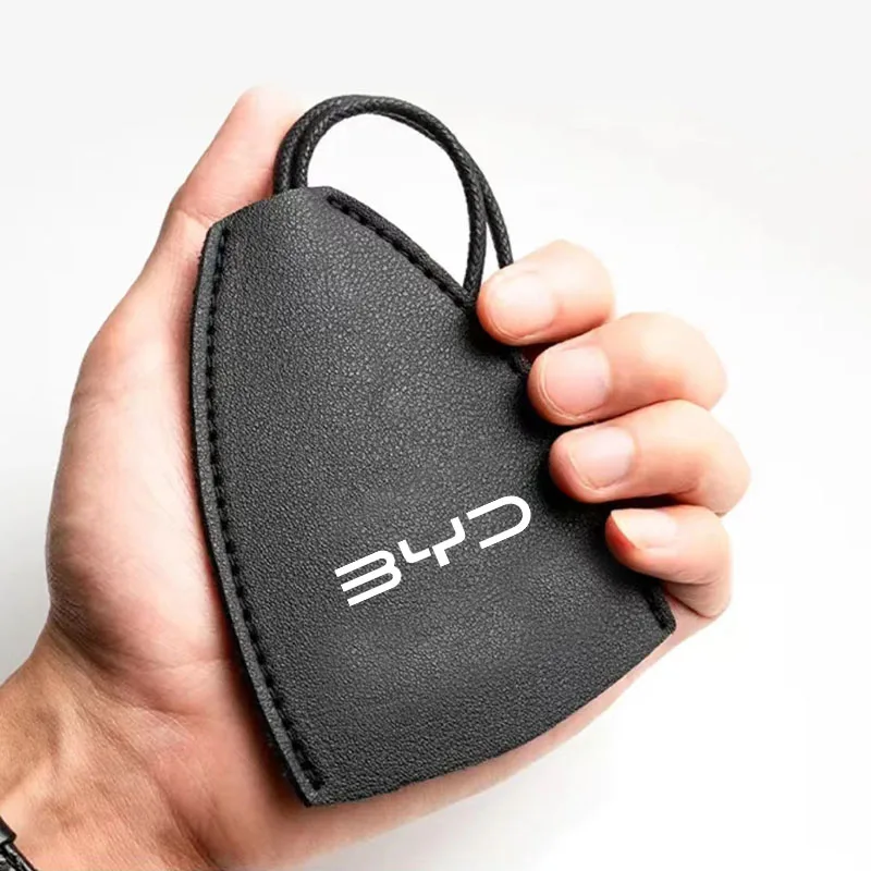 Leather Car Key Cover Case Auto Key Bag Shell Keychain Car Accessories For BYD F3 I3 F0 F6 S6 S8 E5 E6 G3 G6 L3 S7 M6 Tang ﻿