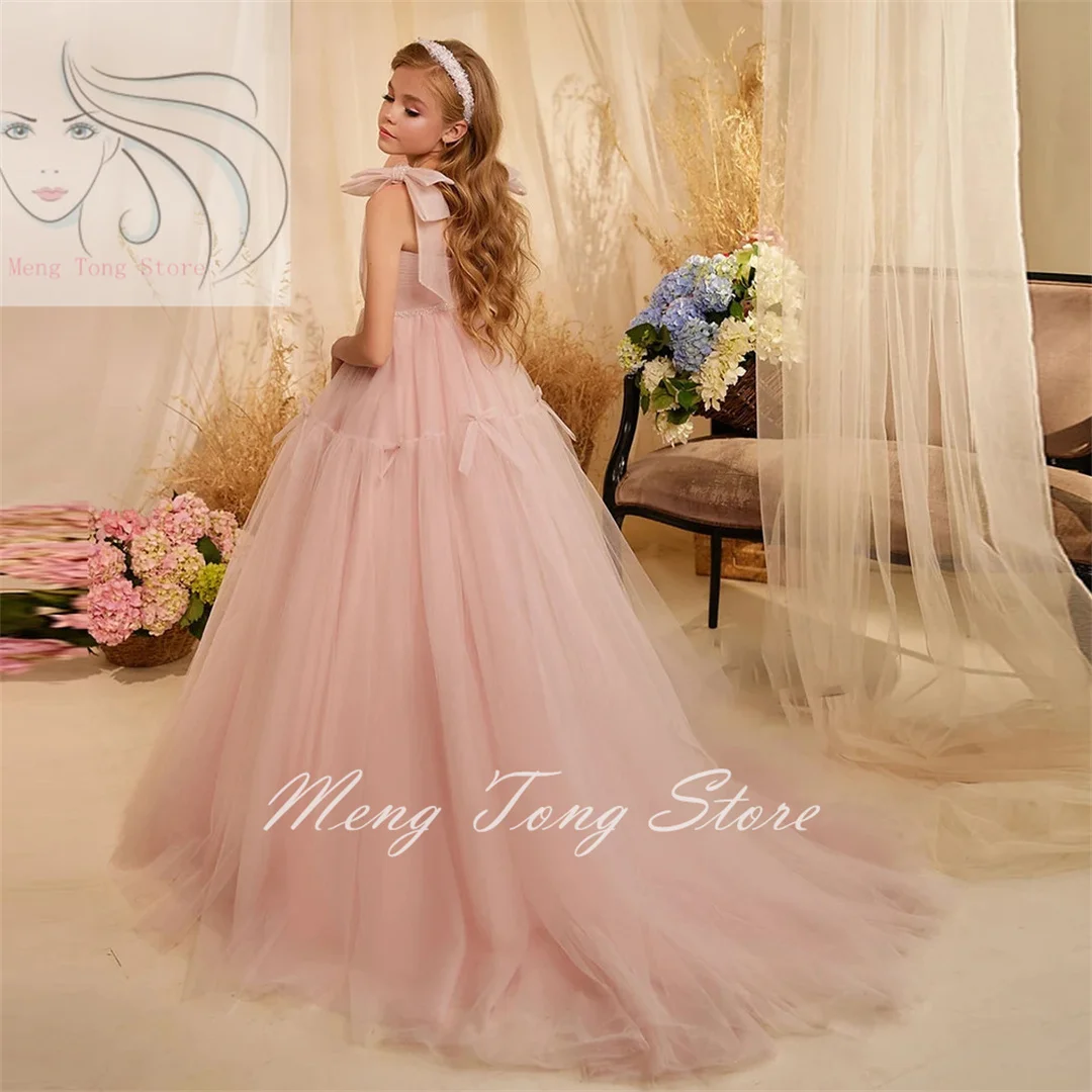 flower-girl-dress-for-wedding-pink-tulle-bow-floor-length-cute-kids-birthday-party-dress-princess-pageant-ball-gowns