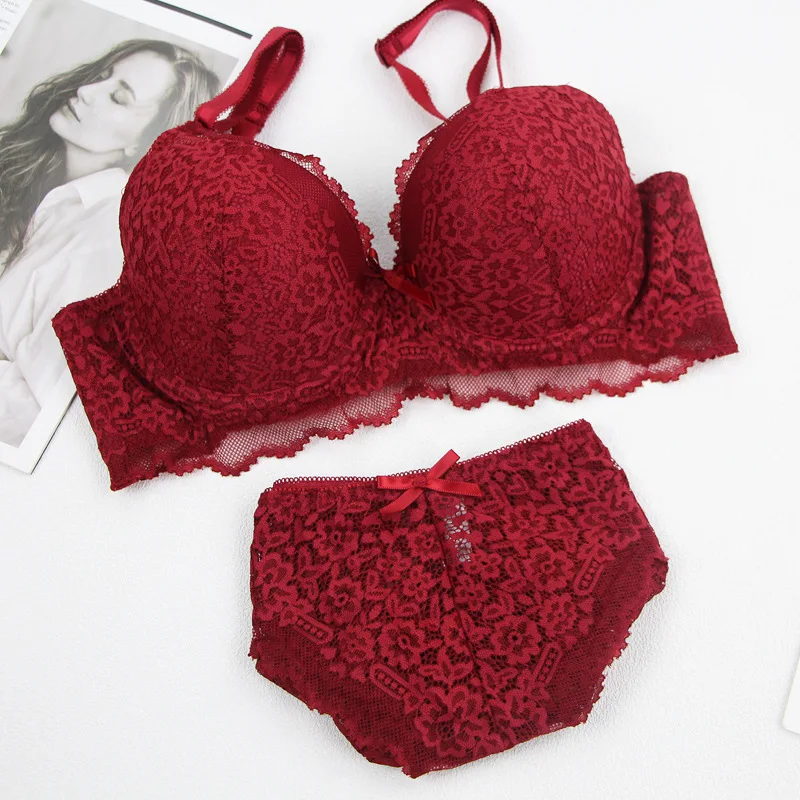 Sexy push up sutiã profundo v sutiã fino roupa interior feminina renda bordado flores lingerie plus size 45 cde copo sutiãs