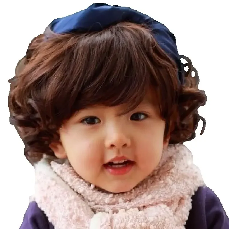 

Парик Fei-Show из синтетического термостойкого волокна, короткий, светло-коричневый, кудрявый, с прямой челкой, для детей, на обхват головы 50 см