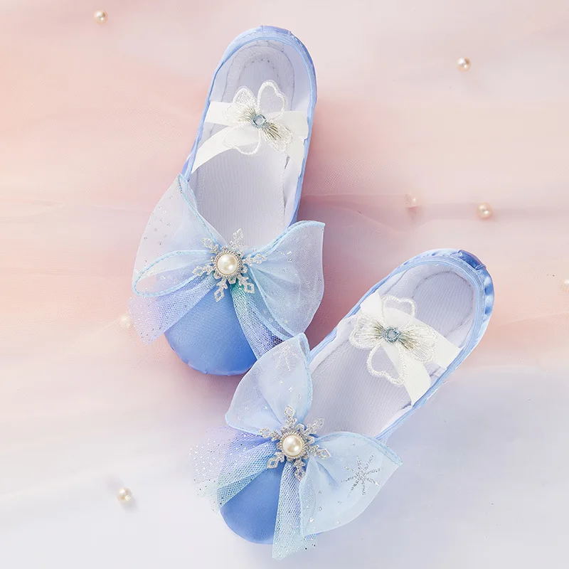 Zapato de baile de encaje para niña, zapatos de Ballet de entrenamiento de suela blanda para niños, bonitos actuaciones en escenario, zapatos con garra de gato