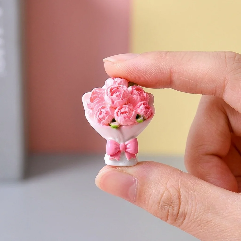 Accesorios de Resina para Ramos de Flores, Rosas y Tulipanes, Adorno Curativo para Escritorio, Decoración para Casa de Muñecas