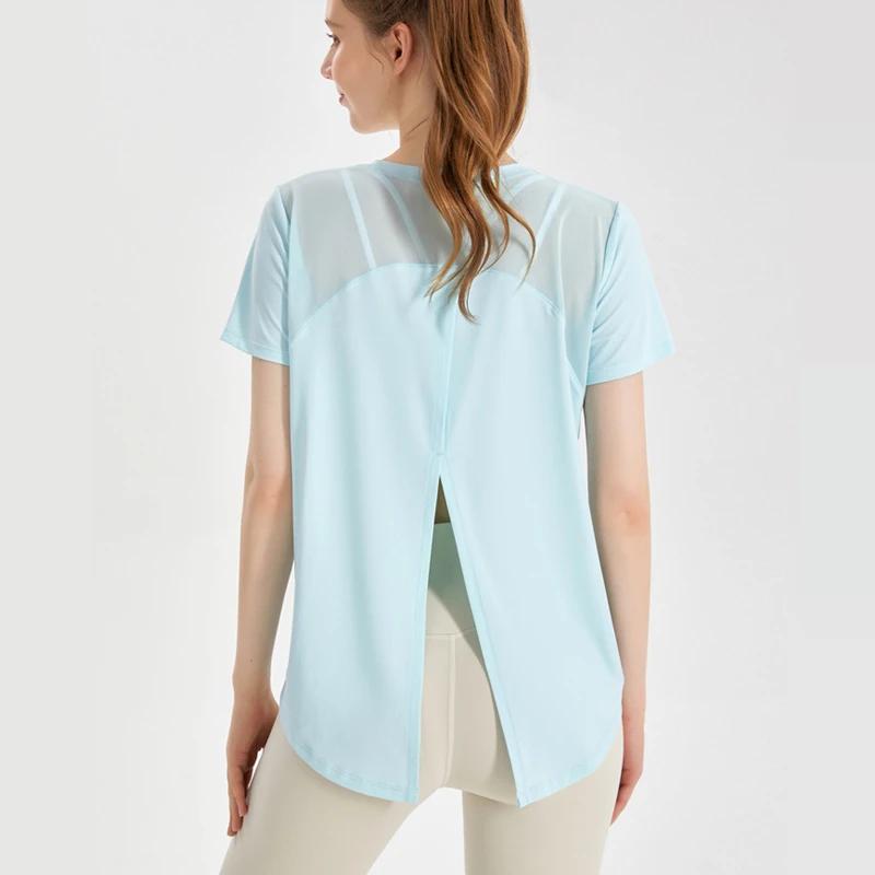 

Women Loose Yoga Shirts Short Sleeve Sport T-Shirt Mesh Breathable Running Shirt O-Neck Gym Fitness Tee Tops Blouse Yoga Clothes