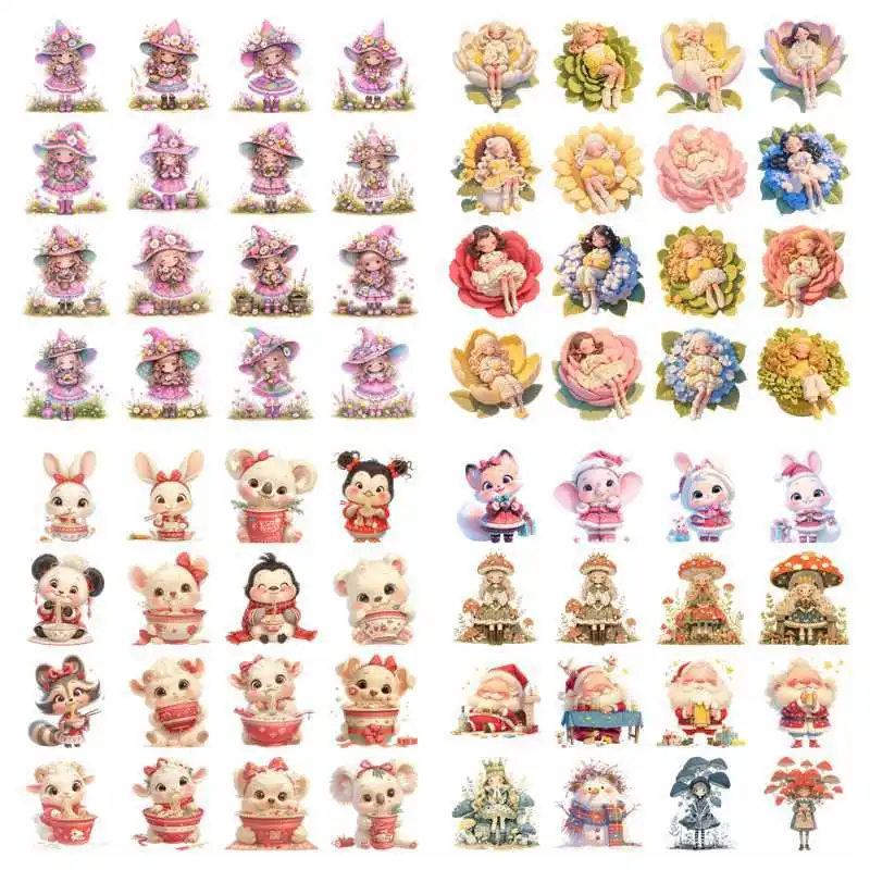 Flowers, Girls, Animals set heat transfer iron on printing vinyl stickers T-shirt stickers DIY Toy doll clothing decoration
