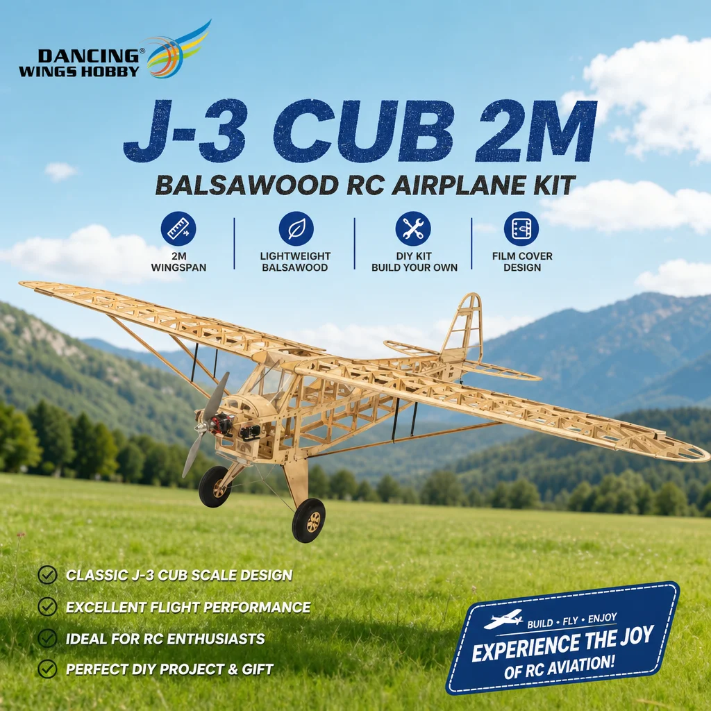 DW Hobby SA14 J3 Cub 2M Balsa Kit – 79in Classic Laser Cut Wood RC Plane