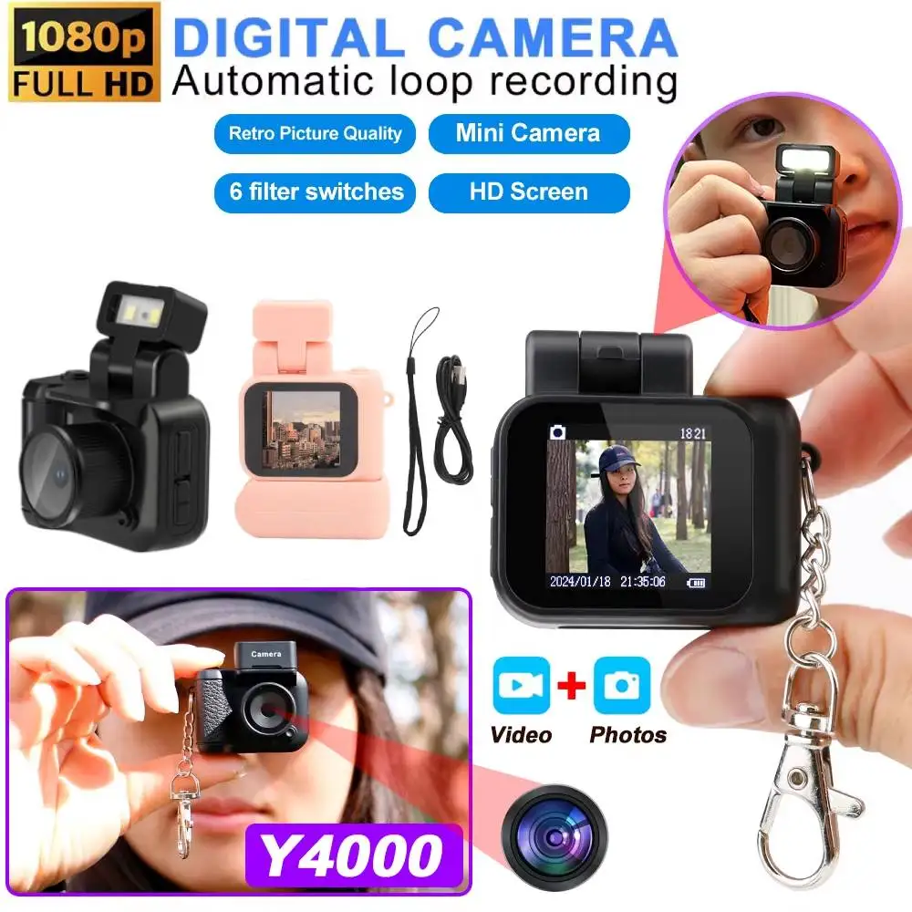 

Y4000 Kids Monoreflexes Style Mini Camera With Flash Lamp And Battery Dock Portable Video Recorder With LCD Screen HD 1080P