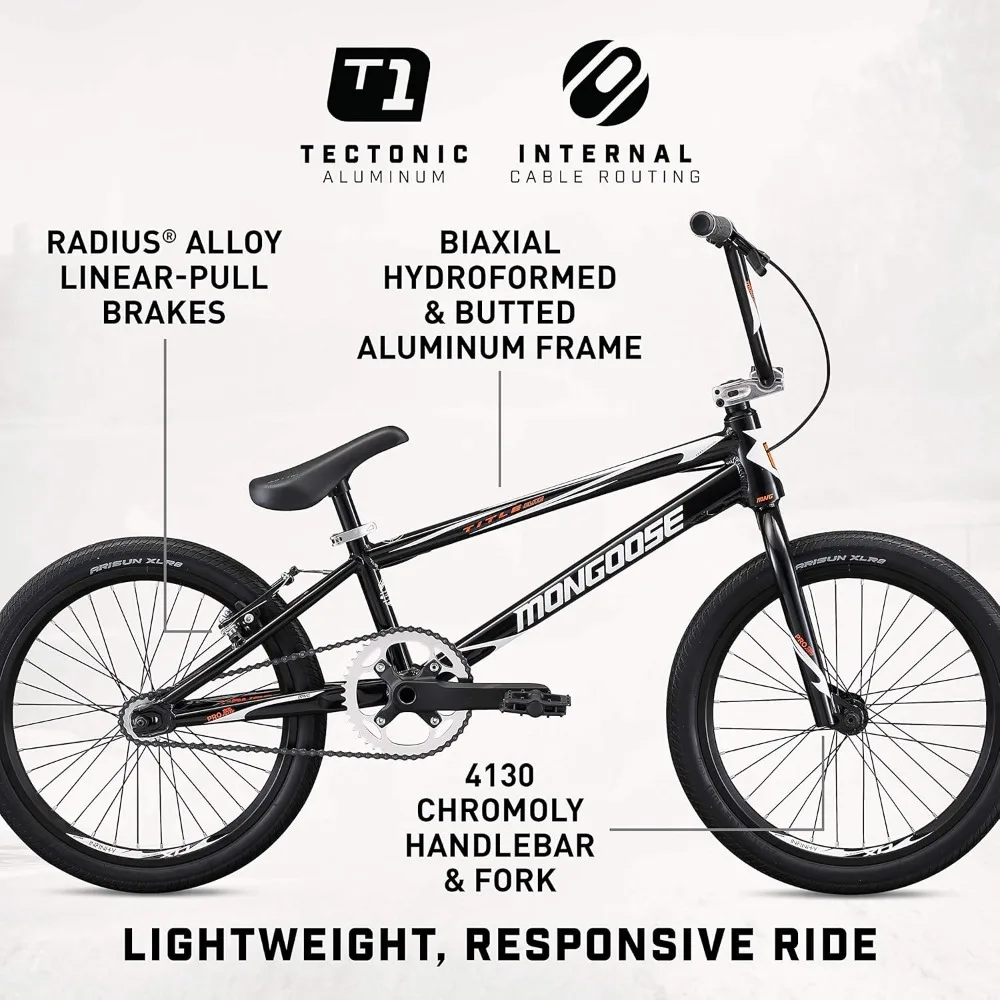 Title Pro or Elite BMX Race Bike with 20 or 24-Inch Wheels in Red, Orange, or Black, Beginner or Returning Riders, Featuring