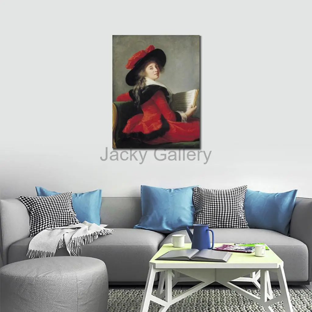 Baronne Crussol Large Handmade Oil Painting Elisabeth Vigée Elegant Woman Portrait French Canvas Art for Romantic Bedroom Decor
