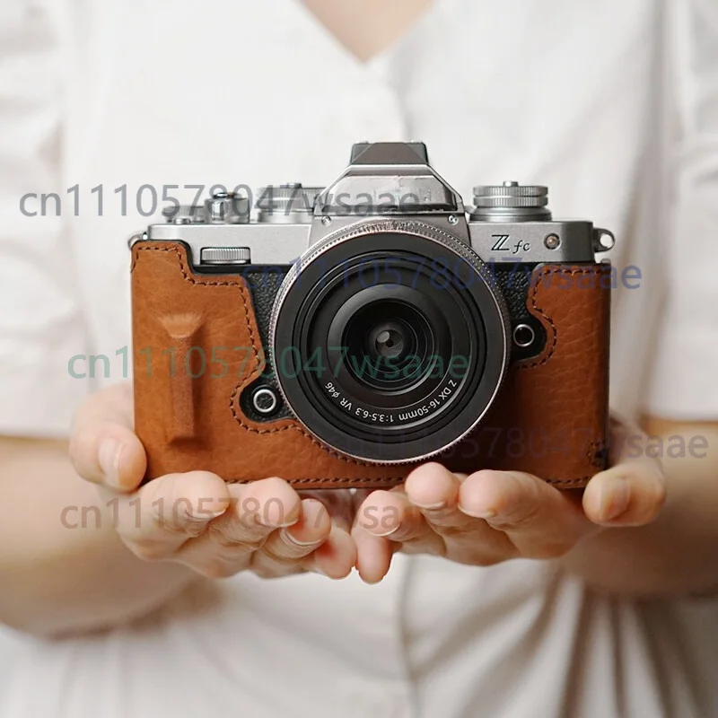 

Handmade Genuine Leather Half Camera Protector Grip Case,Custom Fit for Nikon Z fc Zfc Retro Mirrorless Camera Support Accessory