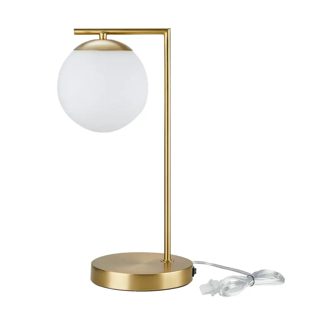 Modern Brass Desk Lamp with USB Ports 17.5