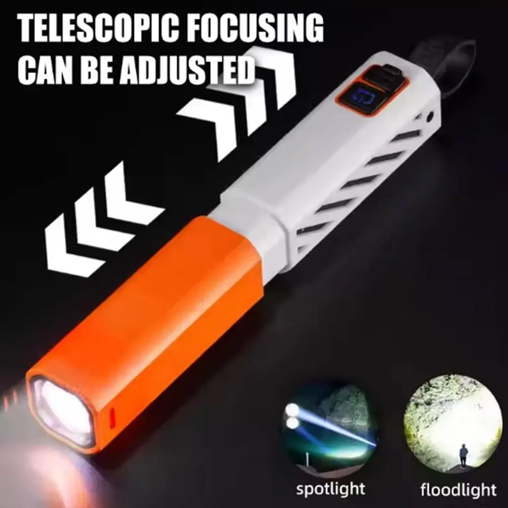 Super Bright Zoom Led Flashlights High Strong Power Rechargeable Mini Flashlight Waterproof Telescopic Zoom Laser Flashlight