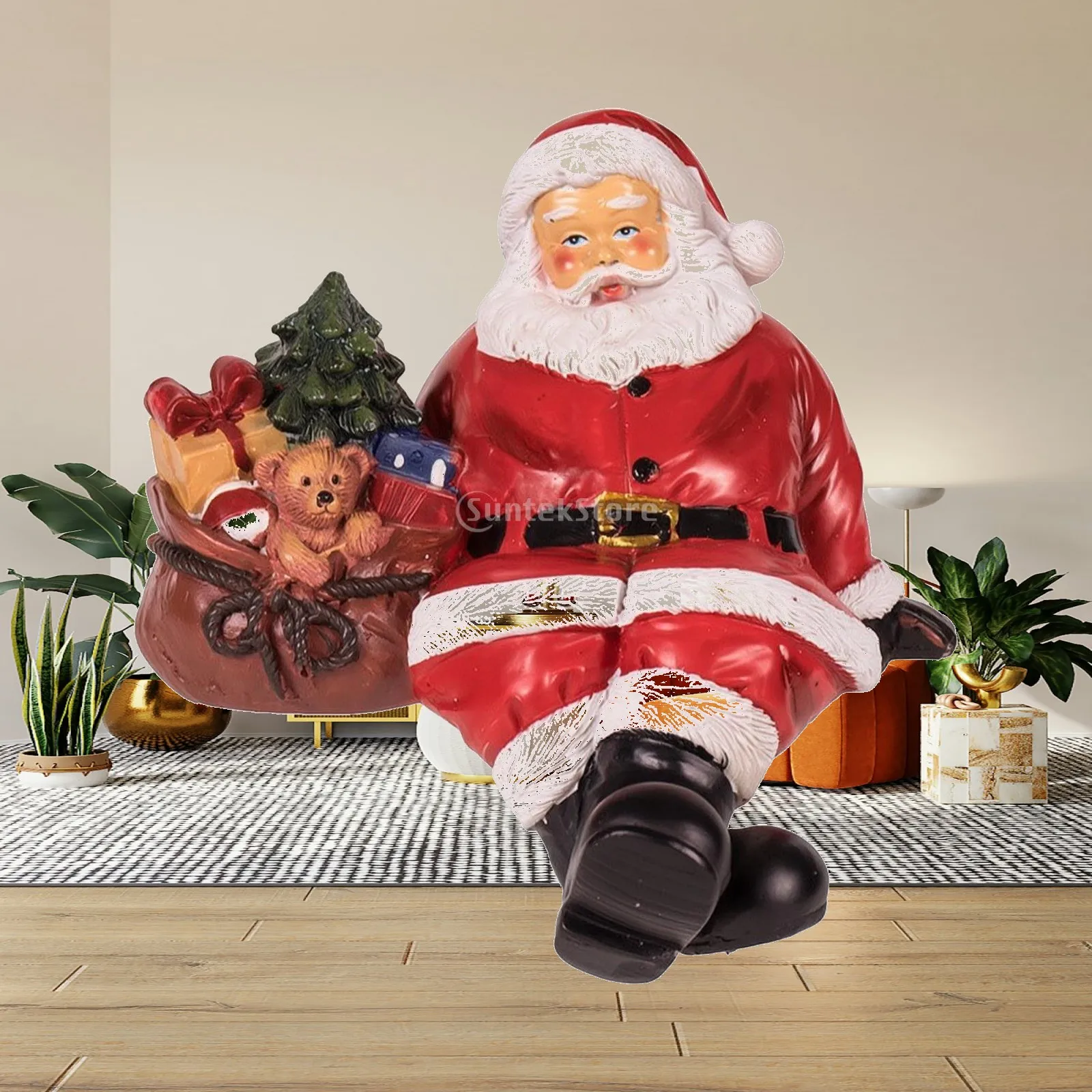 Festive Santa Resin Sculpture Christmas Decorations for Living Room Entryway Table Desk Window Sill Display