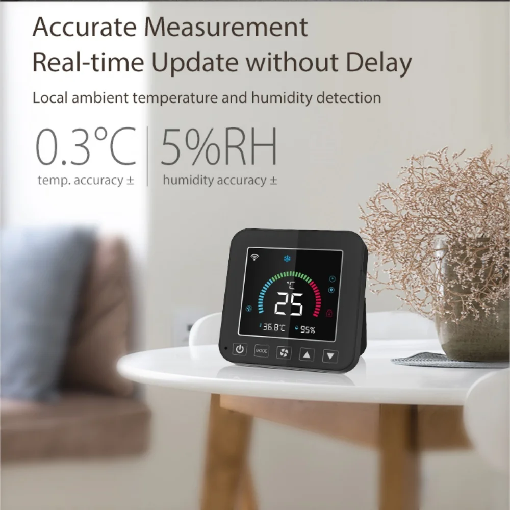 Tuya Wifi Smart Air Condition Controller Usb LCD Touch Screen Smart Temperature Humidity Controller for Google Home Alexa