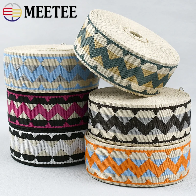 

2Meters Meetee 38/50mm Ethnic Jacquard Webbing for Bag Strap Bias Binding Tape Backpack Ribbon Sewing Accessories Clothing Trims