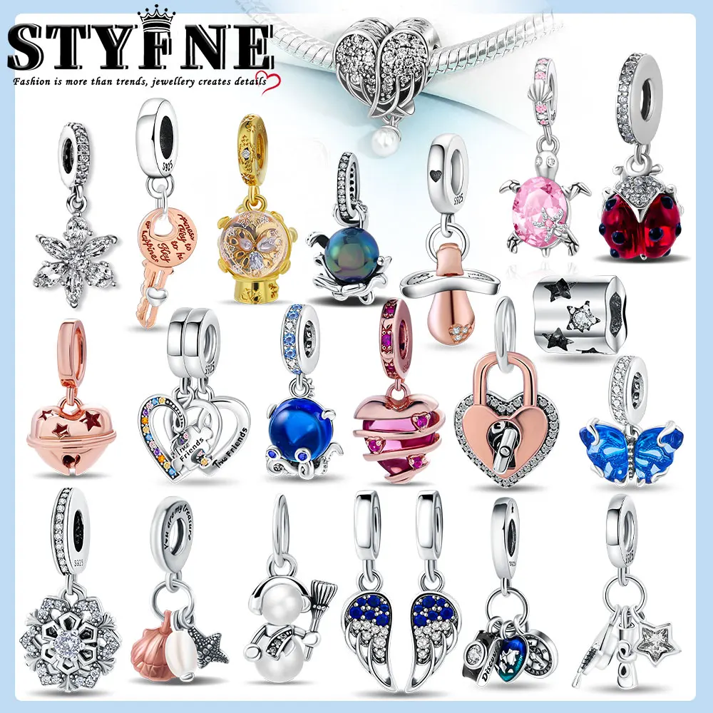 Carino e giocoso argento sterling 925 blu viola burattino orso ciondolo braccialetto adatto collana regalo di compleanno per bambini accessori di gioielli