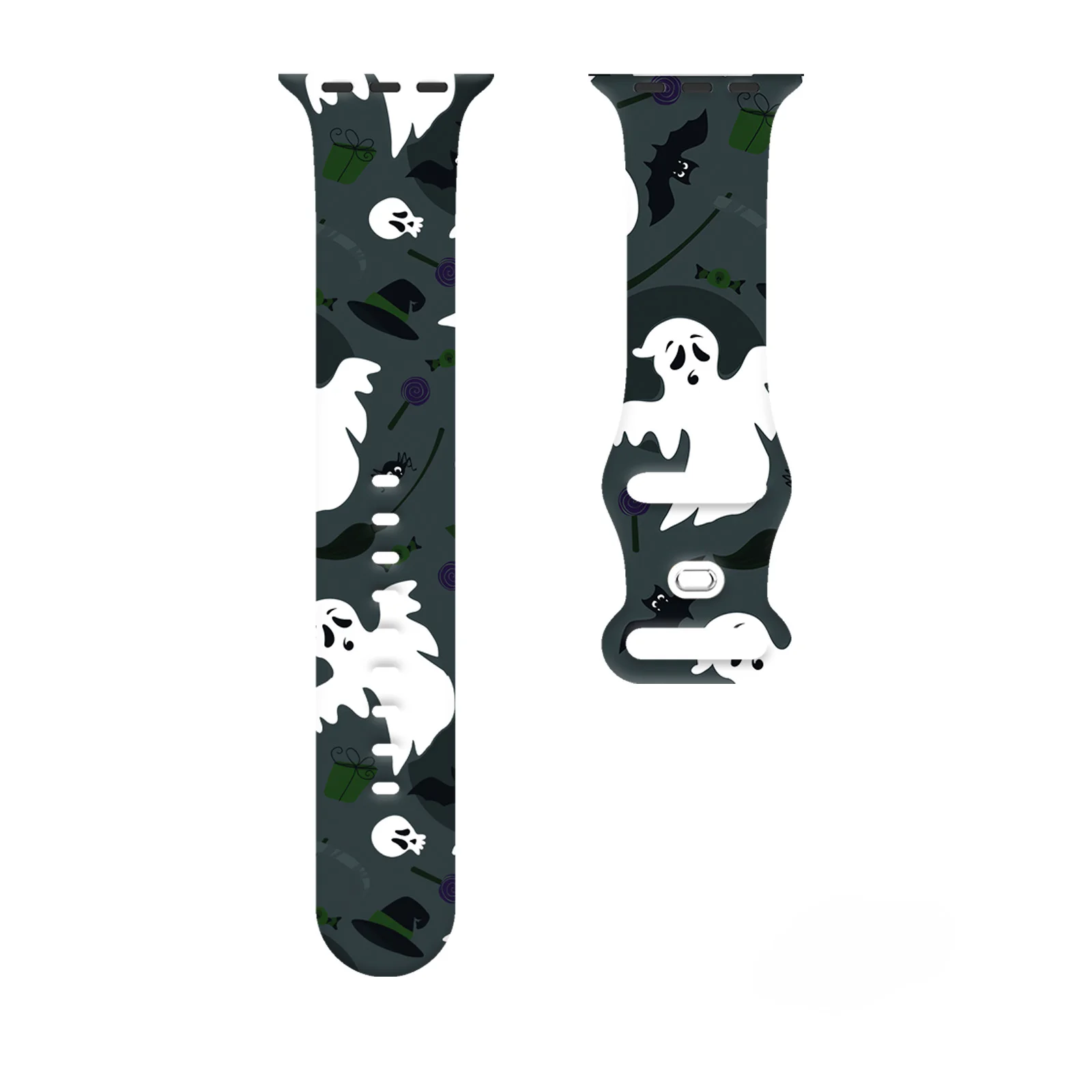 

Spooky Helloween Printed Strap for Apple Watch 10 9 8 Silicone Band Replaceable Bracelet for iWatch 46mm 44mm 42mm Watchband