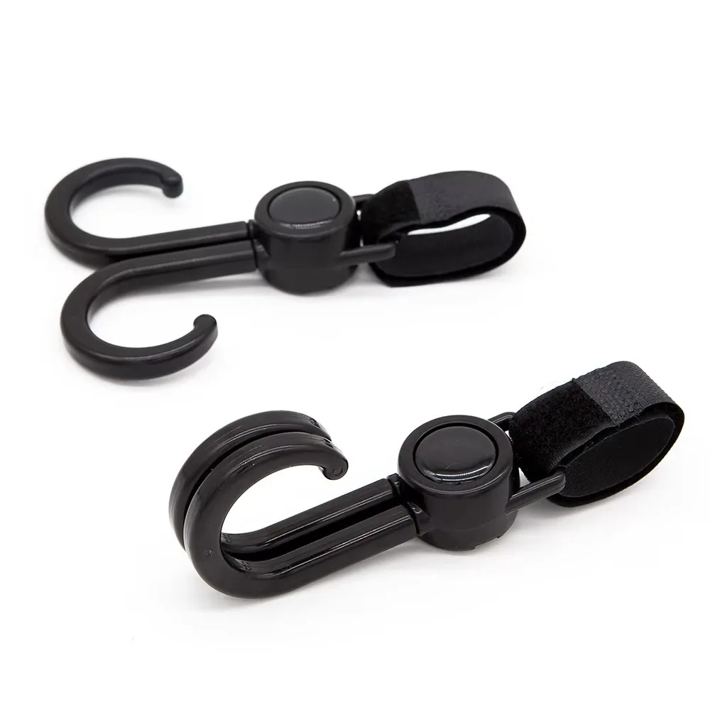 Ganchos para cochecito de bebé, ganchos para carrito de compras, accesorios para cochecito de bebé, gancho giratorio de 360 ​​grados, organizador de bolsas, colgador (2 uds)