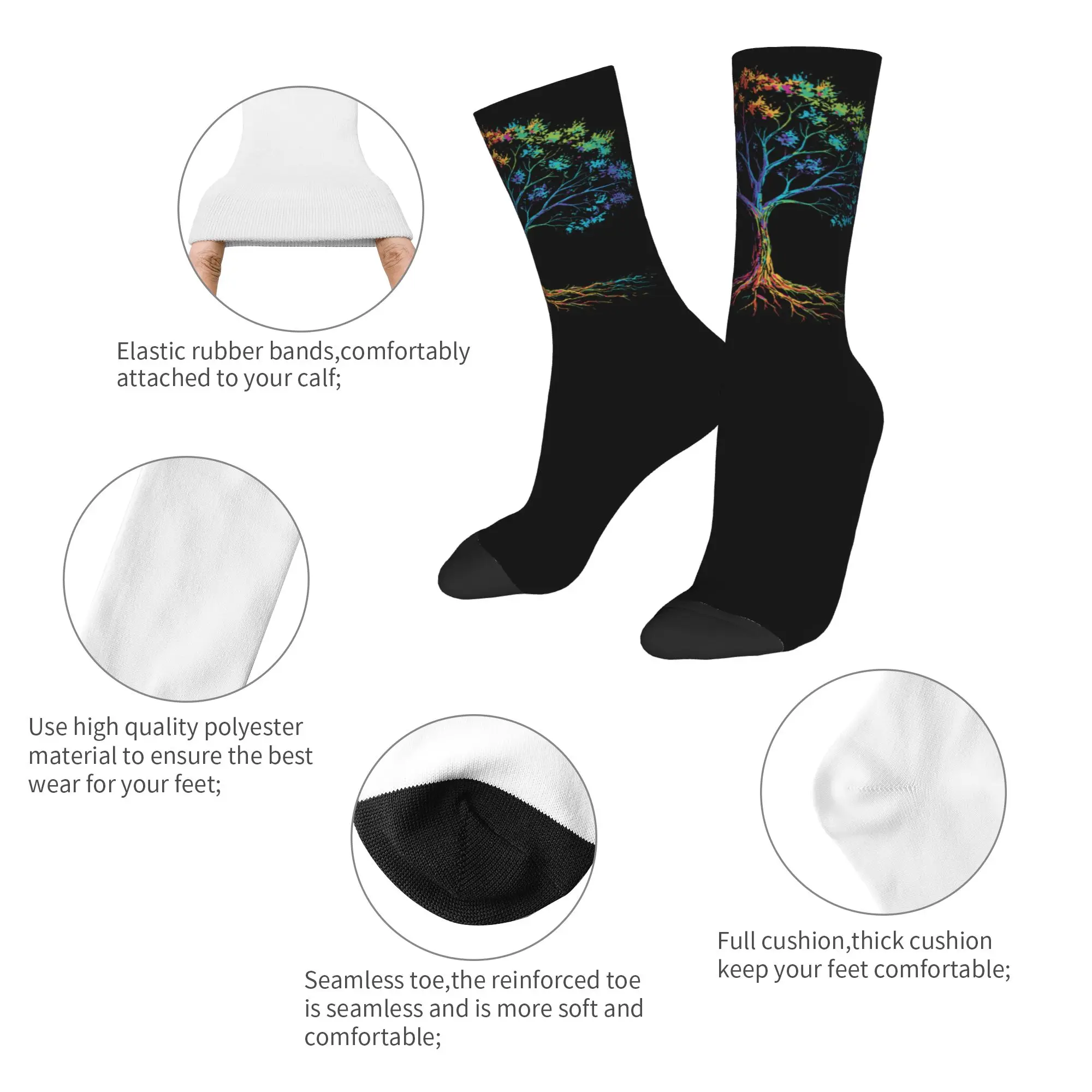 Hip-hop Tree Life Rainbow LGBT Gay Pride Flag Ally Sports Socks  Polyester Crew Socks for Women Men Sweat Absorbing