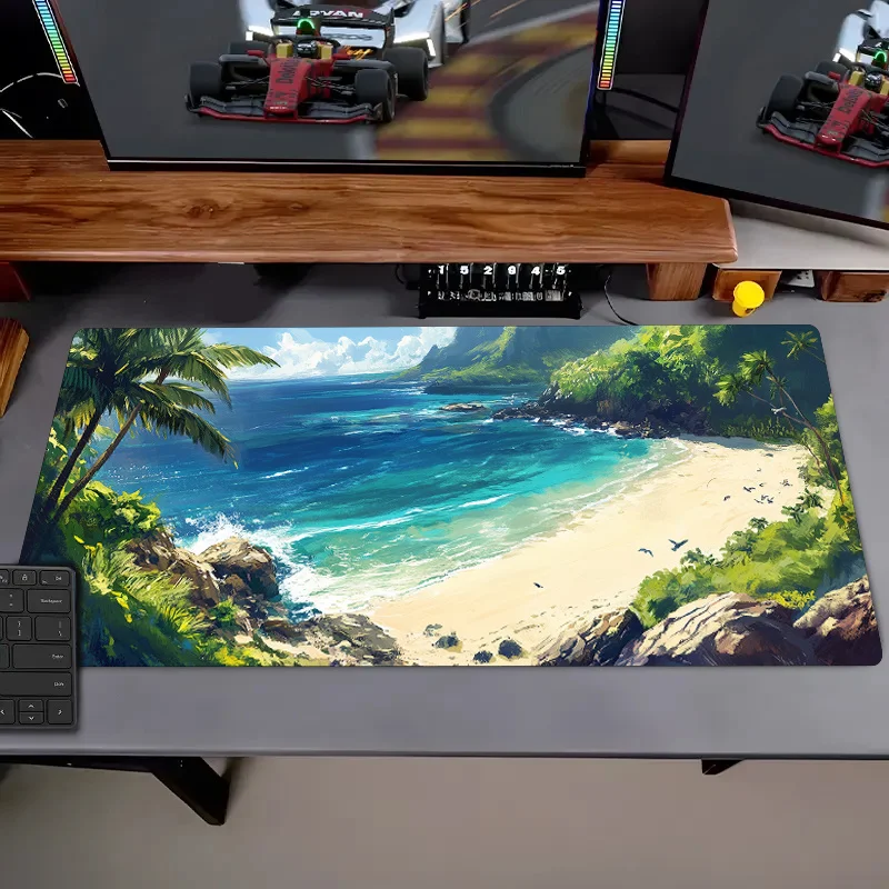 

Коврик для игровой мыши на пляжной тематике, морской дизайн, нескользящий резиновый материал, коврик для клавиатуры XXL, идеально подходит для рождественского украшения рабочего стола