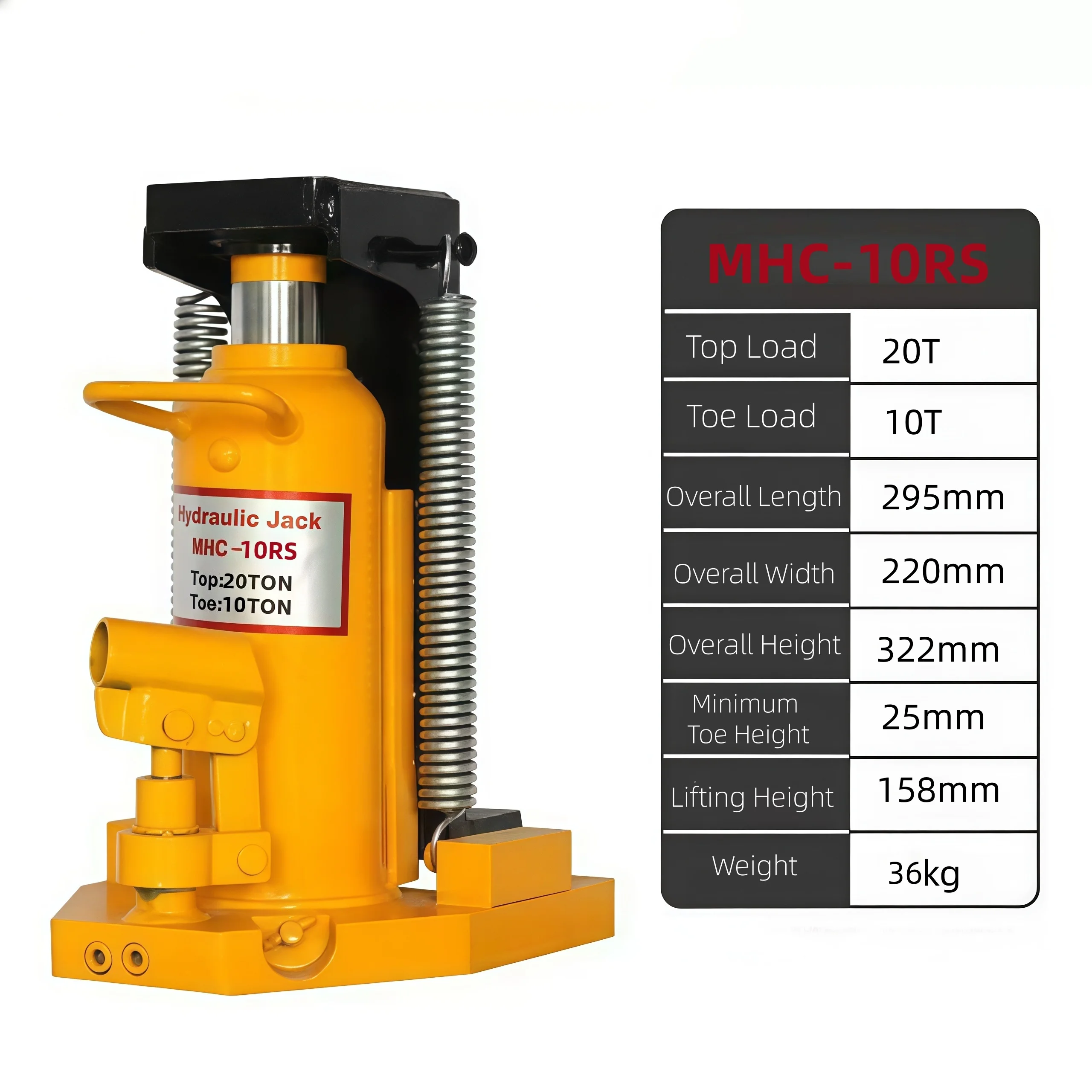 

MHC 20T Glam Heavy Duty Hydraulic Steel Container Toe Jack Load 50T Lift Capacity Industrial Applications 2-Year
