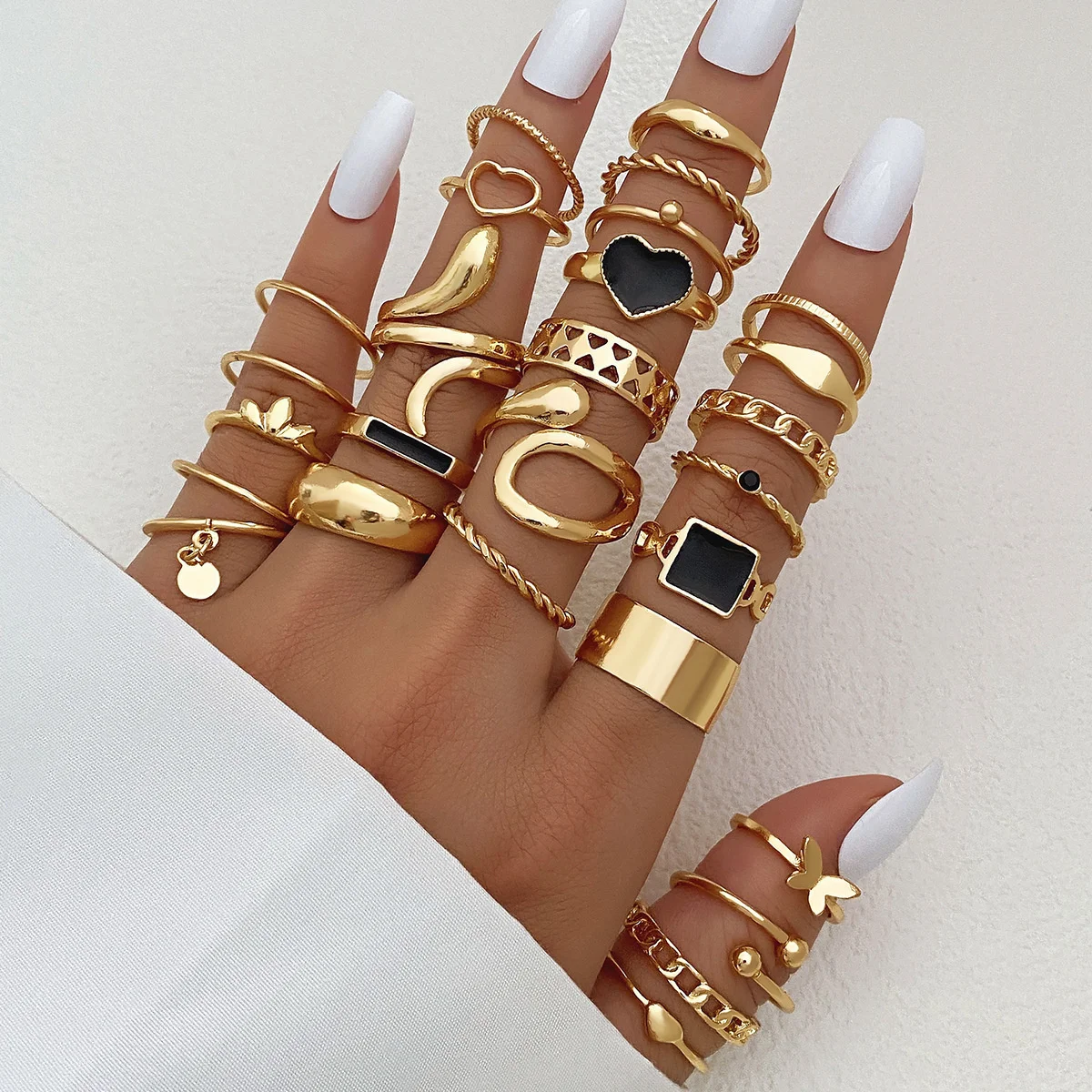 

27 Pieces Gold Knuckle Rings Set for Women, Vintage Stackable Boho Snake Finger Rings, Midi Hollow Rings Pack