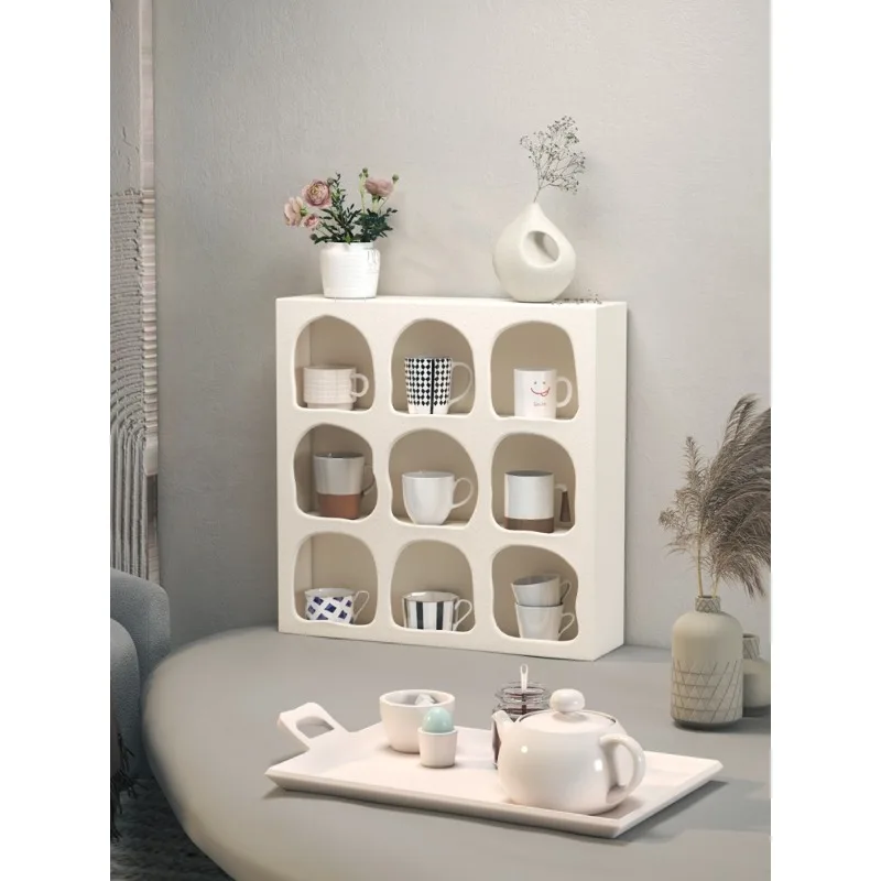 

Cup Storage Shelf Jiugongge Desktop Grid Rack Edge Cabinet