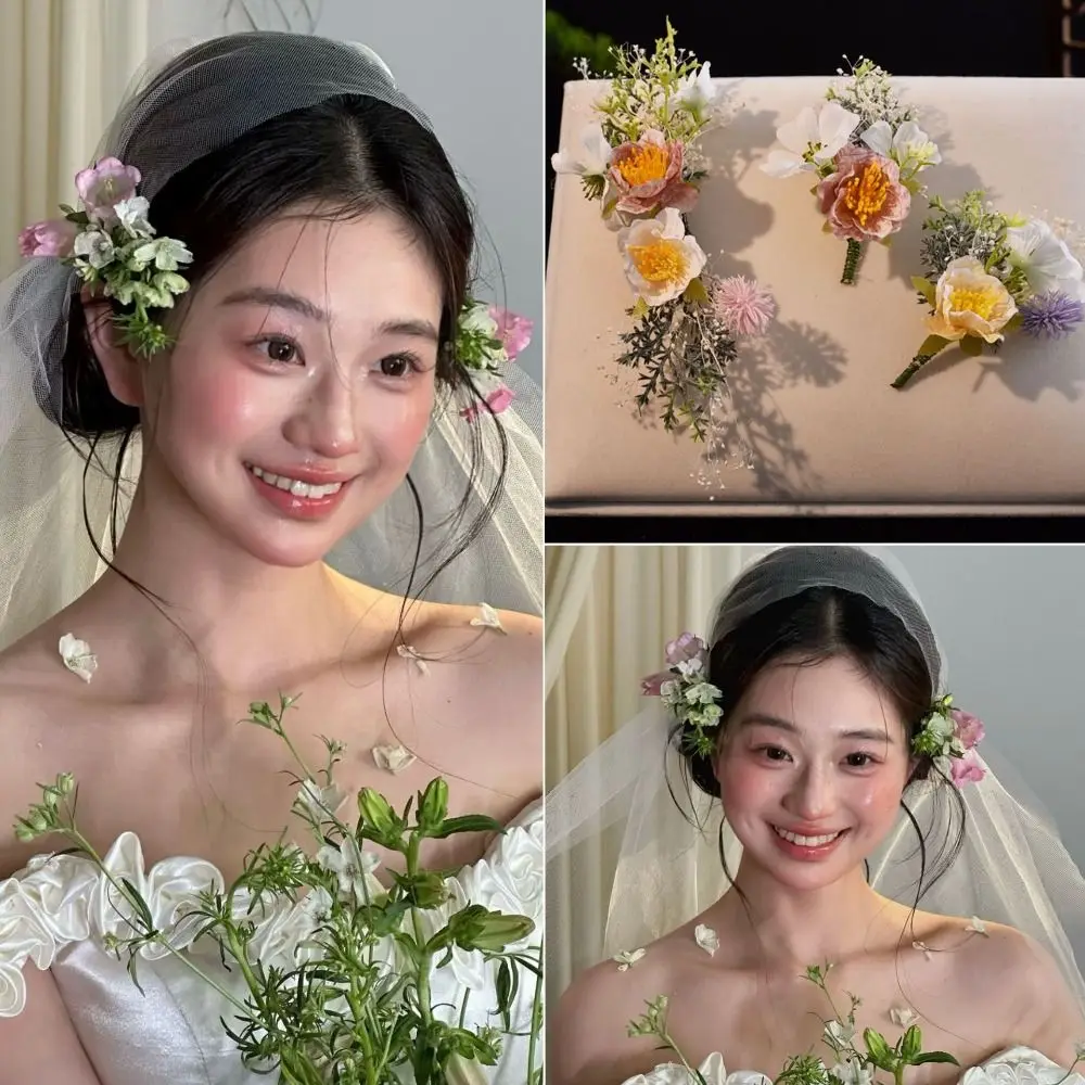 新しいフレンチスタイルのブライダルヘッドドレスエレガントな花の結婚式の帽子写真撮影高級ヘアジュエリーセットヘアアクセサリー