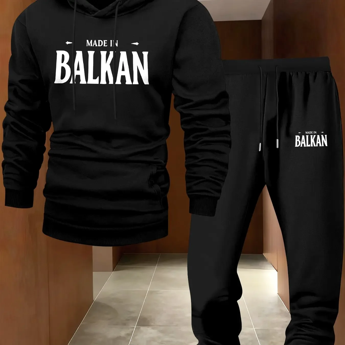 2026 2026 new men's long-sleeved hooded sweatshirt set, featuring Balkan pattern, a trendy Christmas gift for you - Aliexpress Deal