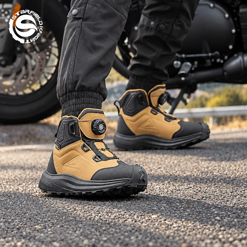 STAR FIELD KNIGHT XRD Motorcycle Riding Boots Waterproof Leather Anti-Slip All Season Touring Shoes for Men Outdoor