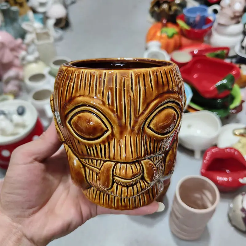 الإبداعية السيراميك مضحك كوب تيكي أكواب هاواي أكواب كوكتيل أكواب النبيذ الطرف البيرة المشروبات أكواب أدوات البار هدايا مثالية لصديق #5