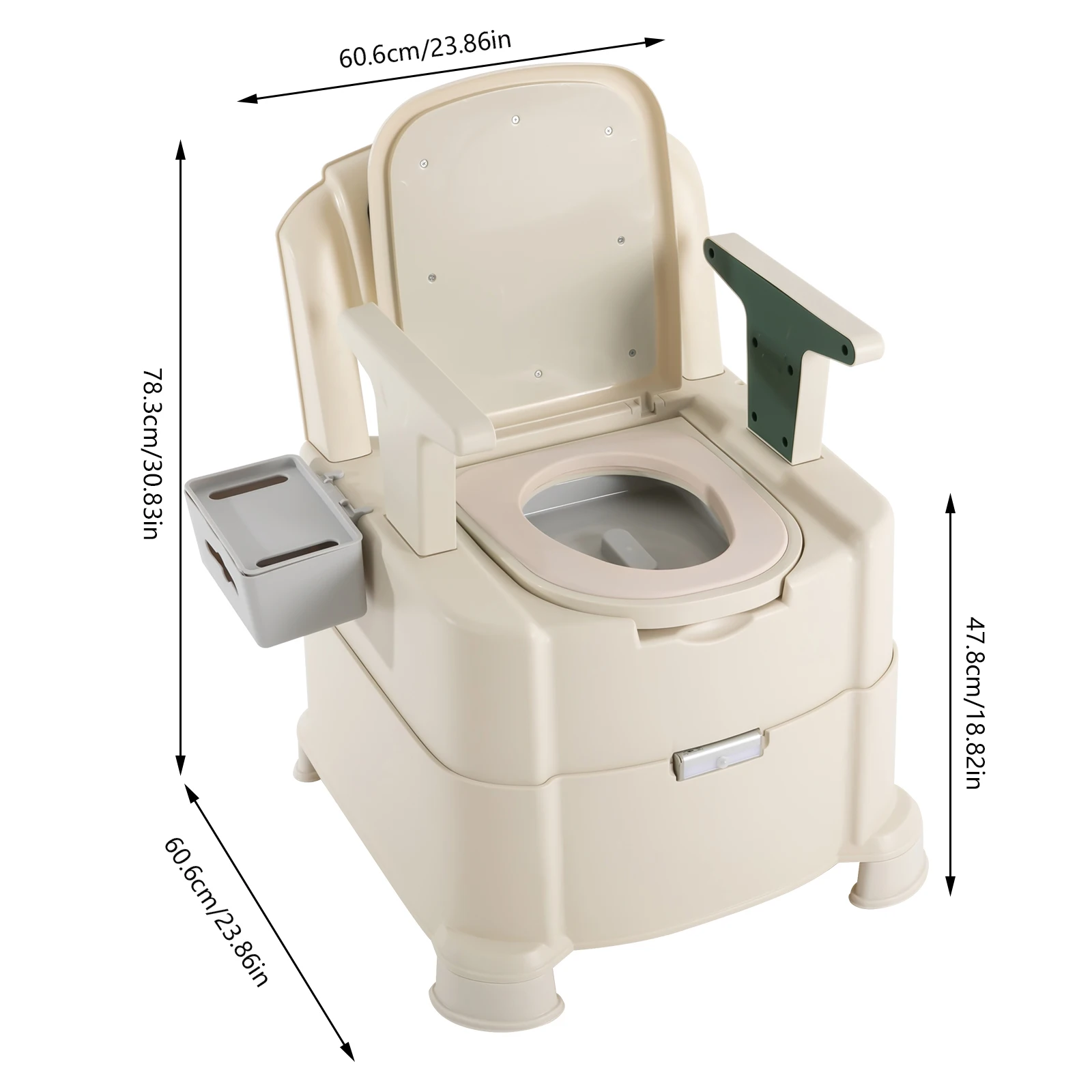 Portable Folding Emergency Toilet with Cover Seat Bedside Commode Portable Toilet Toilet with Sensor Night Light for Adults Kids