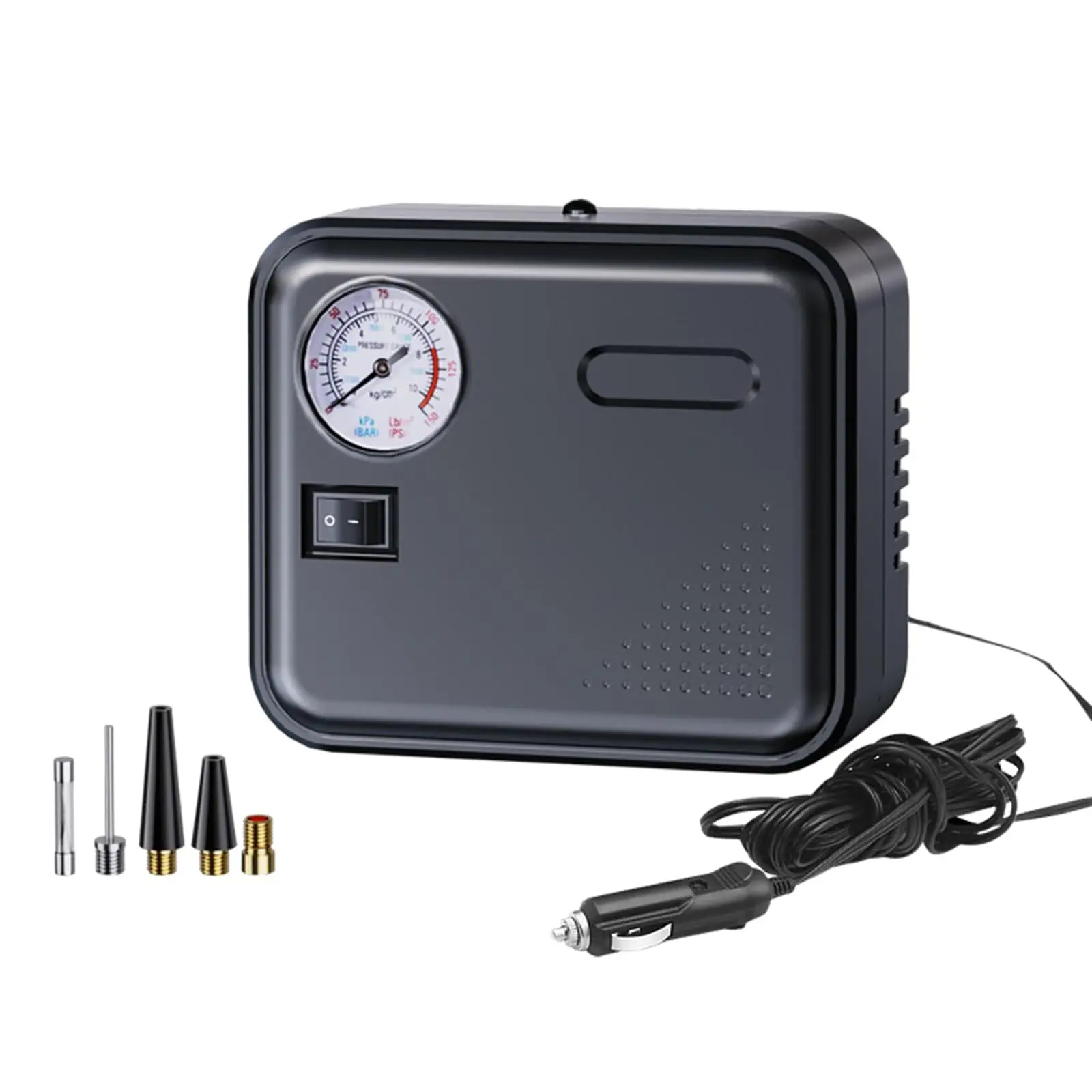 Portable Car Tire Inflator 12V DC Auto Air Pump Pointer Inflator Real Time Display One Button Start for Tires Car Bike Ball
