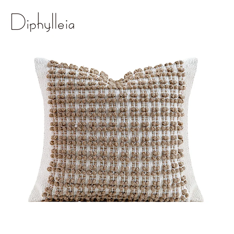 Diphylleia Moroccan Neutral Textured Throw Pillowcase Boho Farmhouse Woven Cushion Cover 45x45 Understated Elegance To Your Home