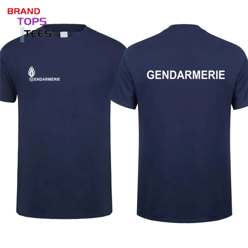 French Gendarmerie T Shirt for Men Cotton Short Sleeve O-neck Gendarmerie PSIG T-shirt Man Tops France Fashion Style Tee Shirts