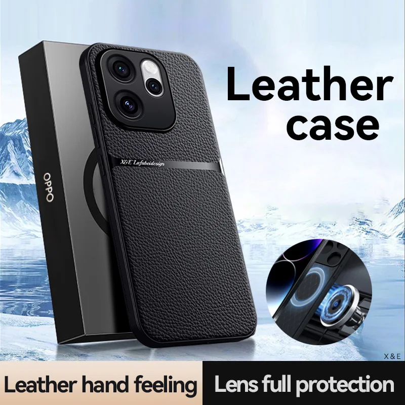 Stoßfeste Lederhülle für OPPO A5 A6 Reno 10 11 11F 12 12F 13 13F 14 14F 15 15F Find X5 X6 X8 X9 Pro Magnetische Handy-Rückabdeckung