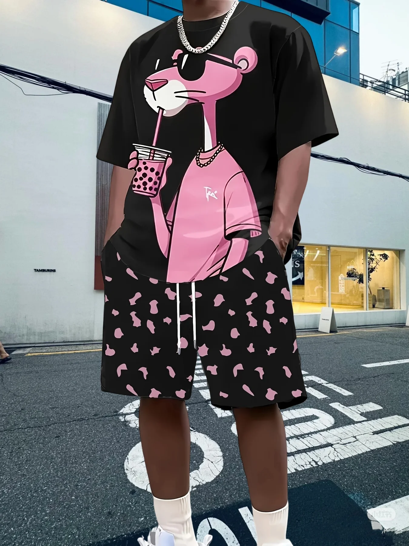 

Лето 2022, пляжный отдых, животный принт, шорты с короткими рукавами, костюм для взрослых, спортивная мода, уличный мужской простой костюм для отдыха