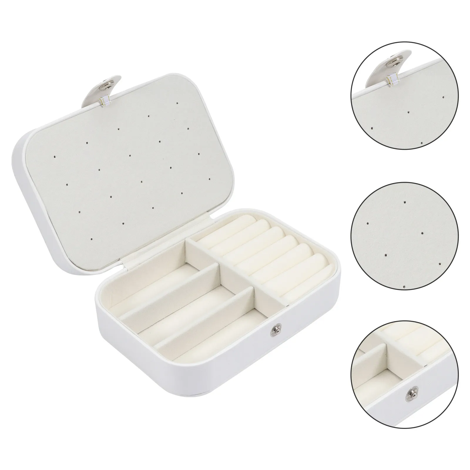 

1 pc Jewelry Storage Box Pu Travel Organizer For Earrings Necklaces Rings Portable Case Lint-Lined Durable Compact