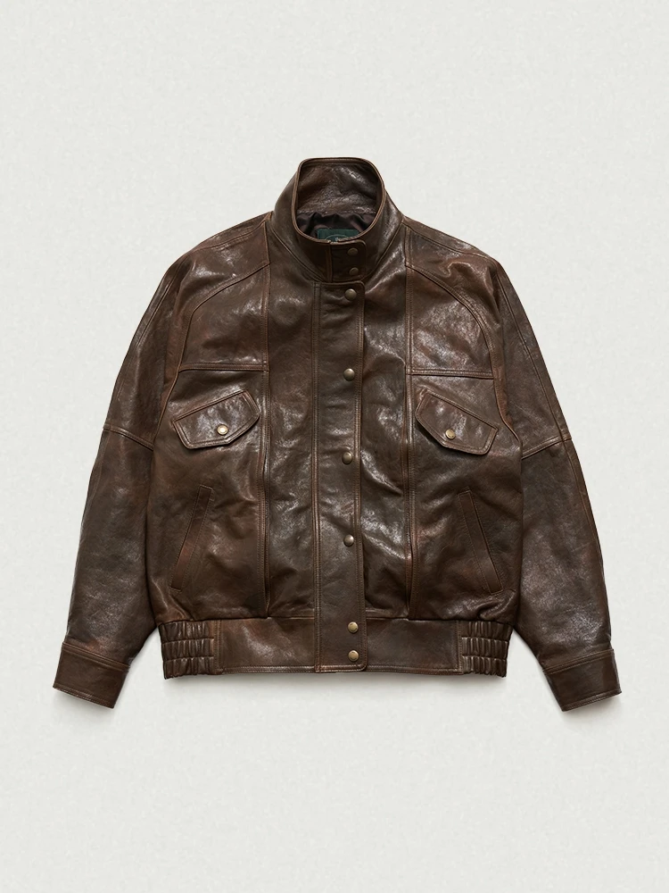 Manteau de motard ample en cuir PU pour femmes, Long manteau à col montant, Vintage Sle Commute Faion East Gate, nouvelle collection 2023...