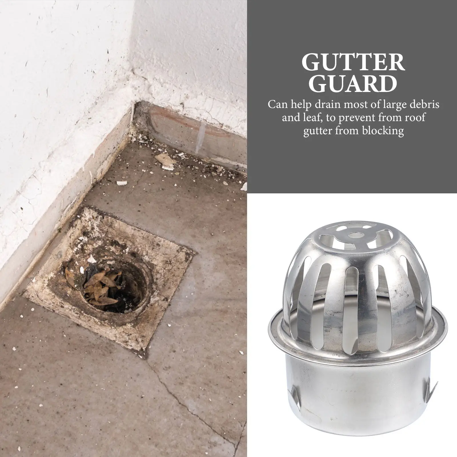 Heavy Duty Stainless Steel Gutter Guard Filter for Downspout and Roof Gutter Leaf Strainer Drain Hole Design Rust Proof Easy