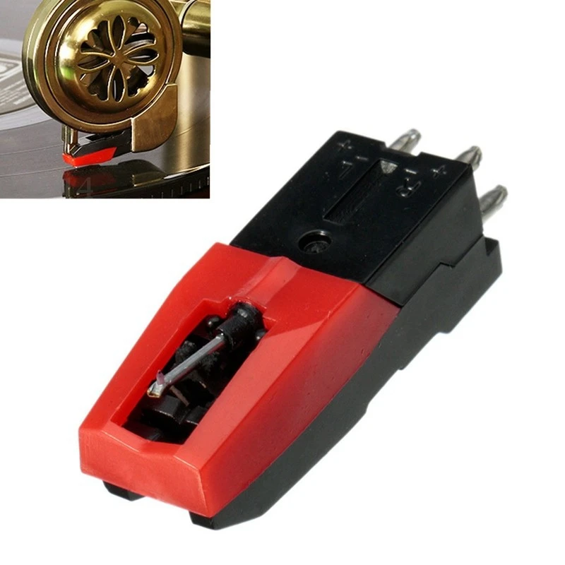 AUFSTIEG-2 Pcs Plattenspieler Diamant Stylus Für Phonographen Plattenspieler Vinil Lp Schallplatte Nadeln Zubehör Stylus & Red & schwarz