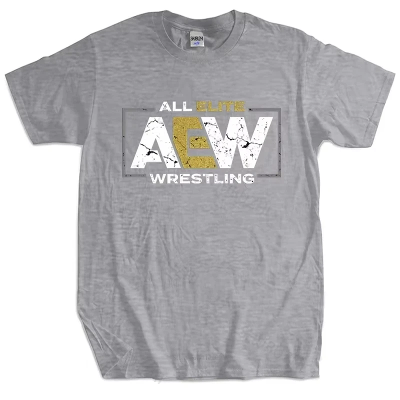 Men Cotton T Shirt Summer Tops Brand All Elite AEW Wrestling AEW Logo Men T-shirt Bigger Size Homme Black T-shirt