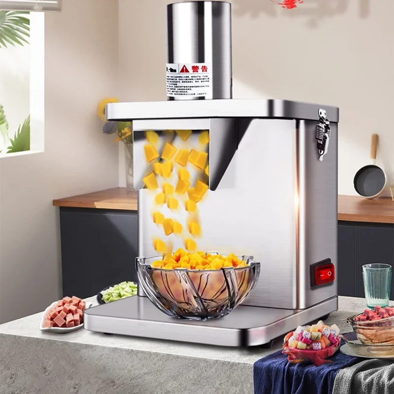 Cortador de vegetais multifuncional 250W, fatiador de frutas e vegetais, máquina comercial doméstica de corte em cubos