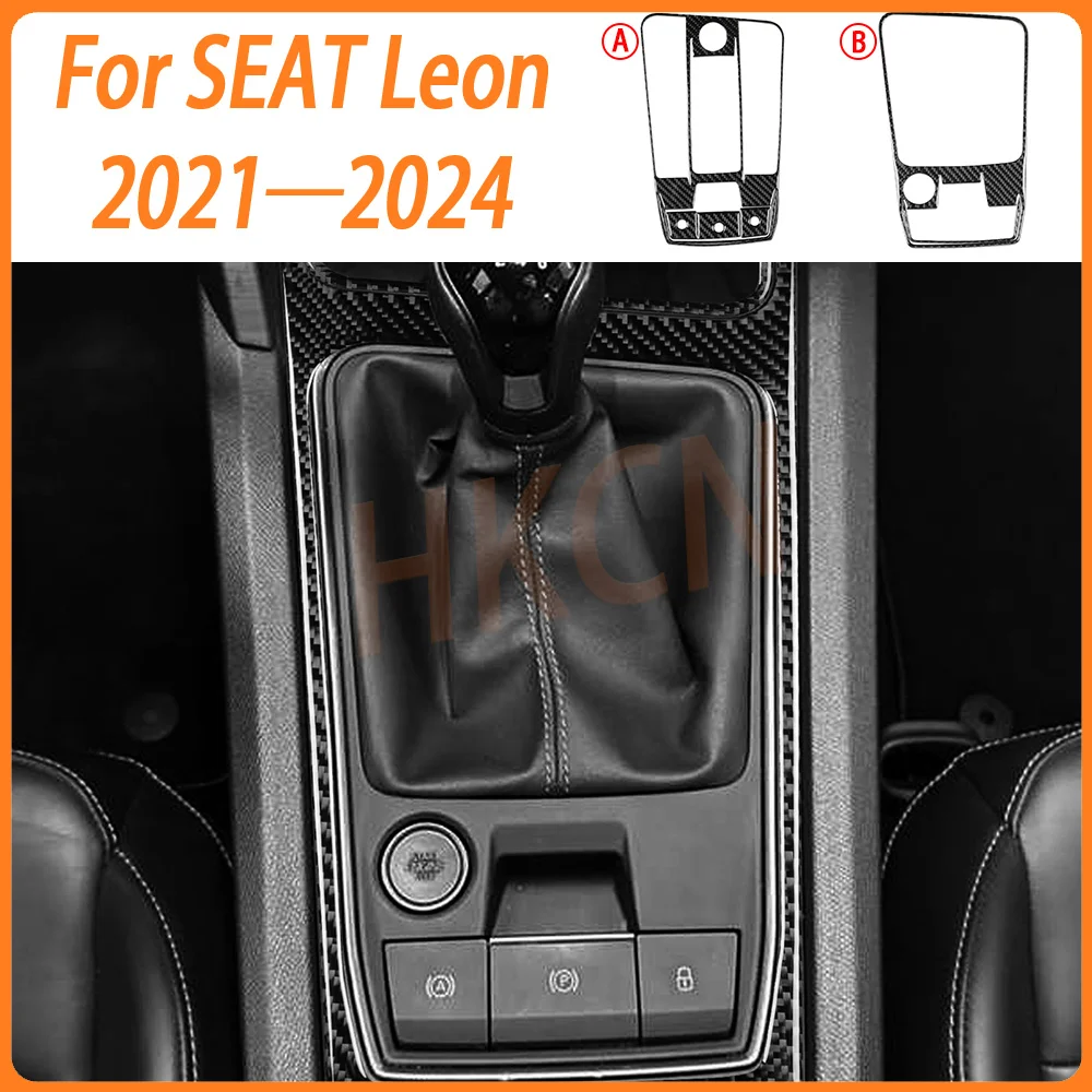 Transmission Gear Shift Panel Wireless Charging Frame For SEAT Leon MK4 Cupra Formentor 2021—2024 Carbon Fiber Trim Sticker