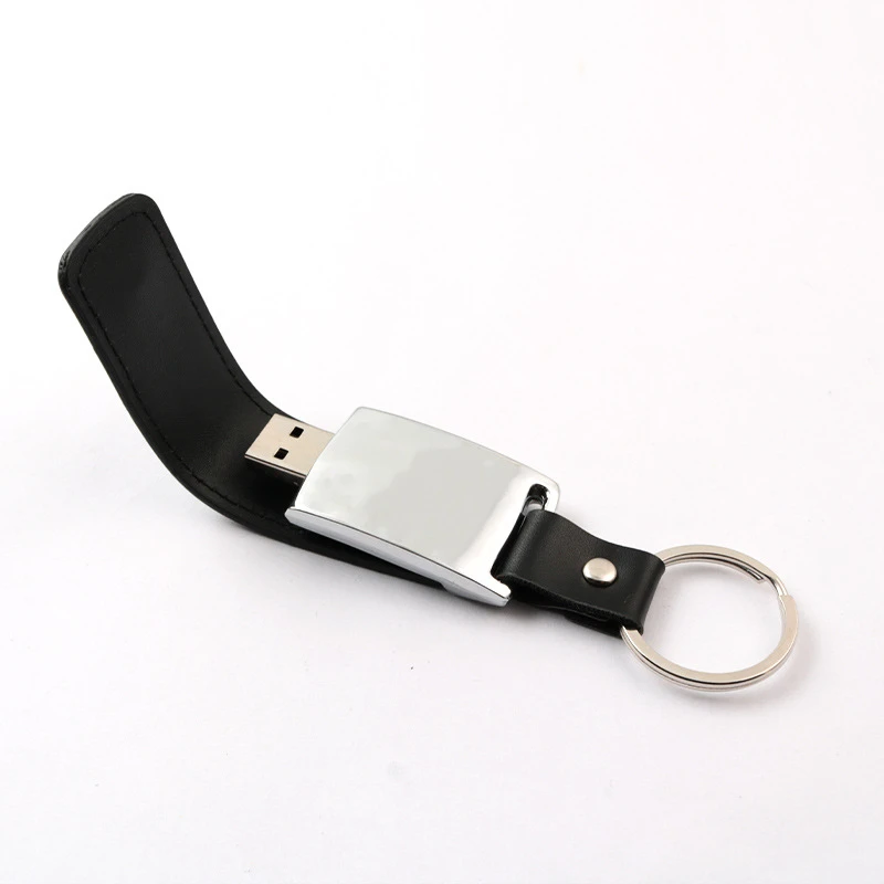 شعار نقش بالليزر مخصص مجاني حلقة معدنية من الجلد الأسود USB2.0 محرك فلاش 4 جيجابايت 8 جيجابايت 16 جيجابايت 32 جيجابايت 64 جيجابايت 128 جيجابايت