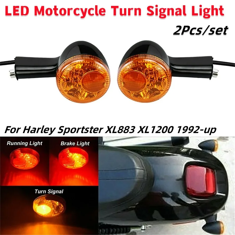 2Pcs/set LED Motorcycle Turn Signal Light Motorcycle Turn Indicator Fit for Harley Sportster XL883 XL1200 1992-up