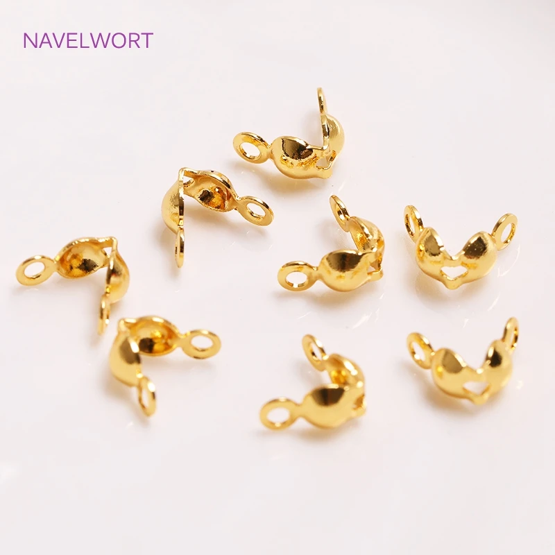 

Jewellery Making Supplies Findings Thickened 14k/18k Real Gold Plating 4MM Double-Cup Bead Tip Crimp Cover for DIY