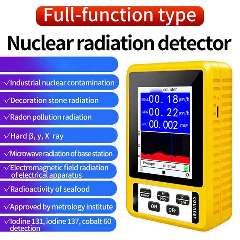 Geiger Counter With LCD Display Screen Dosimeter Detectors Beta Gamma X-Ray Tester Portable